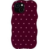 Selencia Vivid Wavy Backcover met MagSafe voor de Apple iPhone 15 - Happy Dots Burgundy