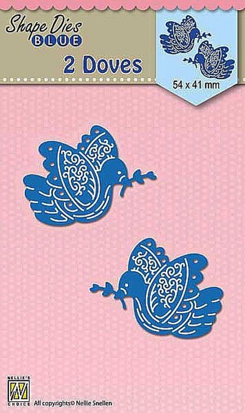 Nellie's Choice Snijmal en embossingmal SDB 057 Nellie Snellen 2 duiven doves