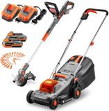 FUXTEC 20V set de jardinage rechargeable FX-E1RM20ECO-SET & FX-E1RT20-SET | tondeuse et coupe-bordures rechargeable | batterie interchangeable | 30 cm tondeuse