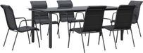 vidaXL Ensemble de jardin 7 pièces en textilène et acier noir