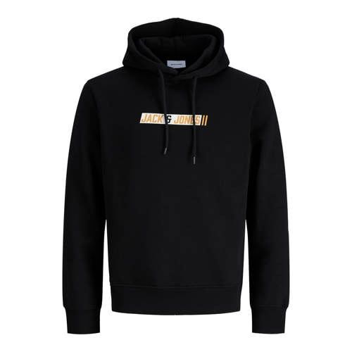 JACK & JONES regular fit hoodie met print - zwart