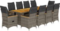 vidaXL 11-delige Bistroset met kussens, poly rattan, grijs