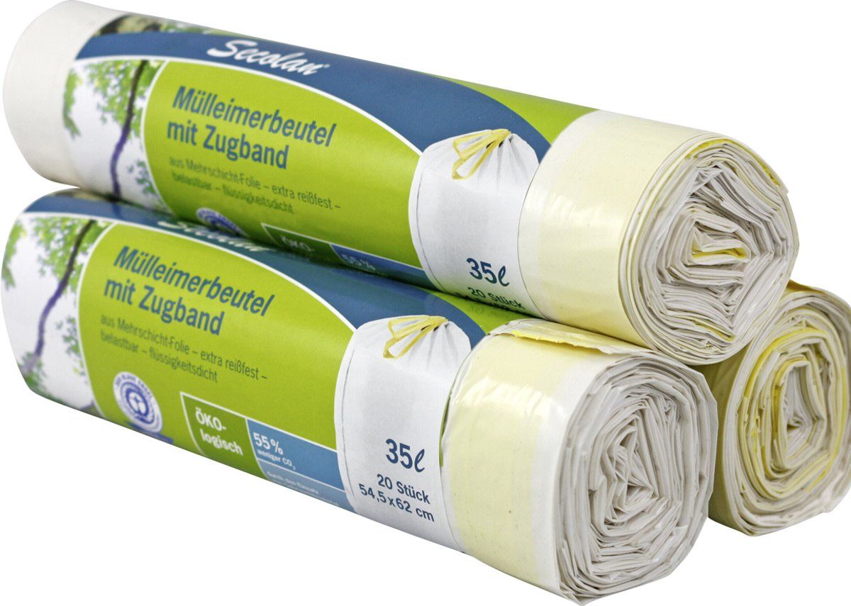 Secolan 1rol a20 Pedaalemmerzakken met trekband 35 l wit