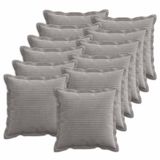 vidaXL - Kussensloop - 12 stuks - HOUTEN - Lichtgrijs - 45 x 45 cm - corduroy
