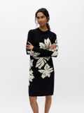 OBJECT Bestseller A/S OBJRAY L/S KNIT DRESS AOP NOOS Zwart Gebloemd XL