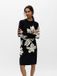 OBJECT Bestseller A/S OBJRAY L/S KNIT DRESS AOP NOOS Zwart Gebloemd XL