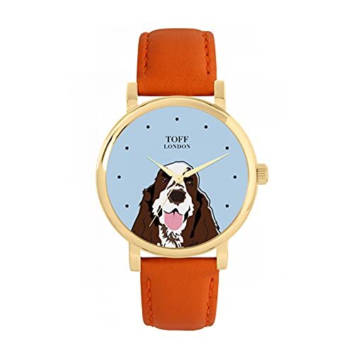 Toff London Bruin Wit Cocker Spaniel Hoofd Hondenhorloge