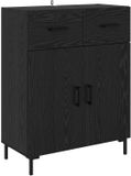 vidaXL Dressoir Zwart Eiken 69,5 x 34 x 90 cm Bewerkt Hout
