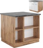 Vicco Keukeneiland Fame-Line 90 cm Wit hoogglans/goud power eiken