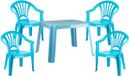 Plastic Forte Table de jardin pour enfants en plastique avec 4 chaises bleu clair