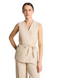 Tom Tailor Crinkle blazer-vest met linnen - Maat 36 - sand stone beige melange