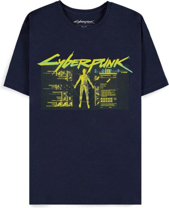 Cyberpunk 2077 Vitruvian Man T-shirt navy S Katoen Heren
