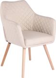 CLP Fauteuil de salle à manger avec accoudoir - Fauteuil - avec pieds en bois - Chaise de cuisine moderne - natura/crème