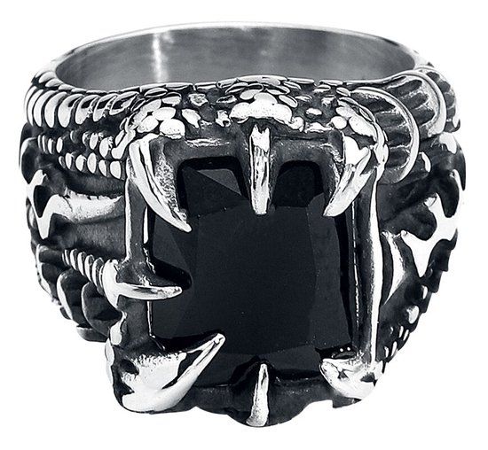 etNox hard and heavy etnox Crystal Claw Heren Ring - zilverkleurig