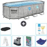 Bestway Ovaal Power Steel Swim Vista Zwembad - Steenprint - 549 x 274 x 122 cm