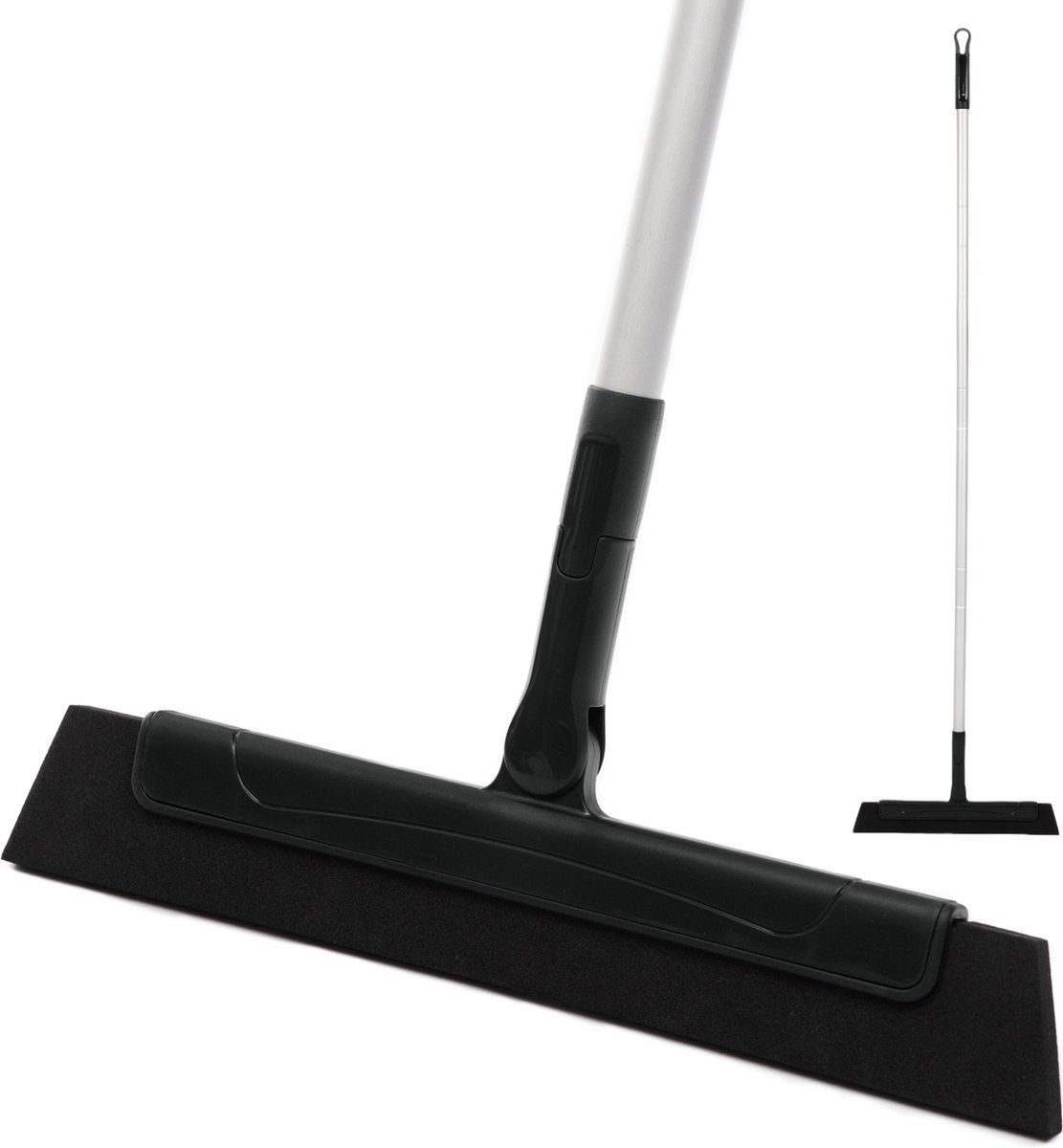 CLEANLY Vloertrekker met Steel 130 cm - Vloerwisser Badkamer en Trekker Douche - Douchewisser - Watertrekker - Breedte 34 cm - Zwart, Grijs