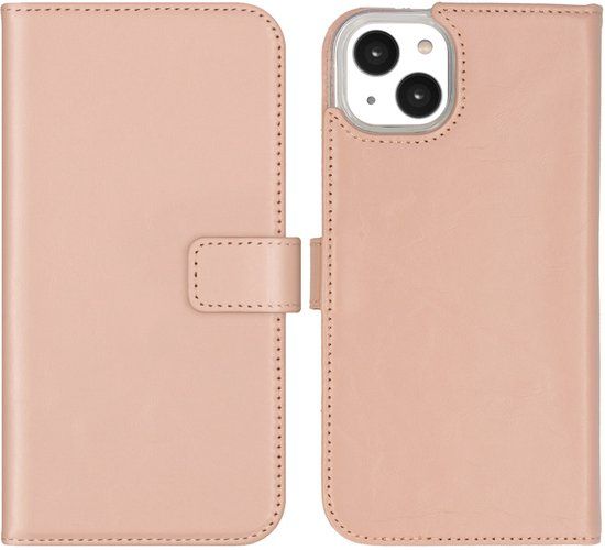 Selencia Echt Leren Bookcase voor de Apple iPhone 14 Plus - Dusty Pink