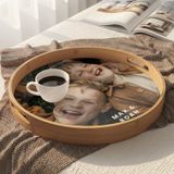 Plateau rond personnalisé - Aspect bois - 40 cm