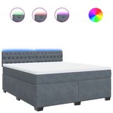 vidaXL Boxspringbed met matras, fluweel, donkergrijs, 180x200 cm