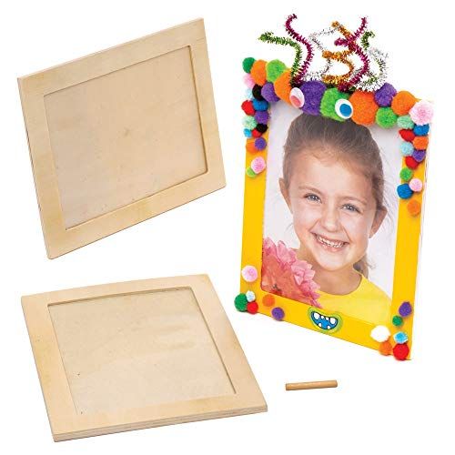 Baker Ross Grote houten fotolijst (4 stuks) – voor kinderen om te knutselen, vormgeven en cadeau te geven