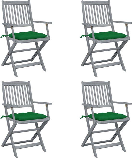 vidaXL Opklapbare Tuinstoelen 8 stuks inclusief kussens massief acaciahout Taupe