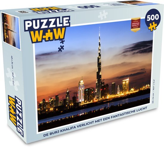 MuchoWow Puzzel De Burj Khalifa verlicht met een fantastische lucht - Legpuzzel - Puzzel 500 stukjes