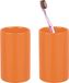 Spirella Badkamer drinkbeker/tandenborstelhouder Sienna - 2x - porselein - glans oranje - 7 x 11 cm