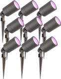 Ledvion - 9X RGBWW LED Prikspots - Antraciet - IP65 - 5W - 2M