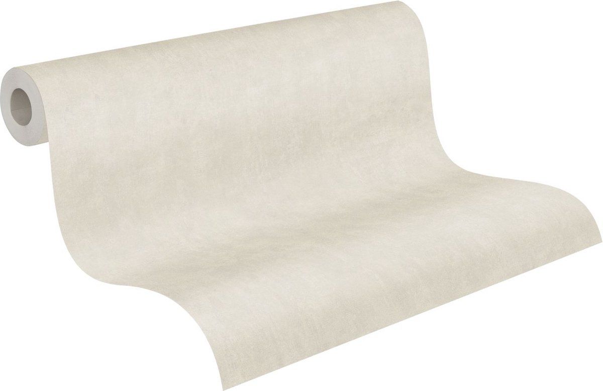 A.S. Création Behang Effen Beige en Crème - AS-380242 - 53 cm x 10,05 m