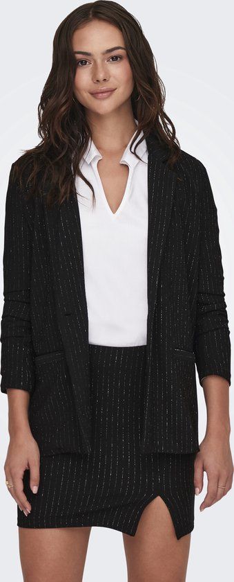 JDY Jacqueline de Yong Blazer Jdymary L/s Lurex Blazer Jrs 15333728 Black/ Silver Pin Dames Maat - S