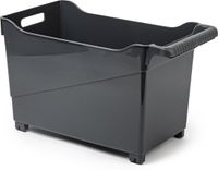 Plasticforte Opbergbox - zwart - 45 x 24 x 27.5 cm - kunststof - op wieltjes