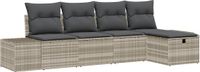 vidaXL Bankstel Lichtgrijs/ Donkergrijs Polyrattan 2 Zitplekken