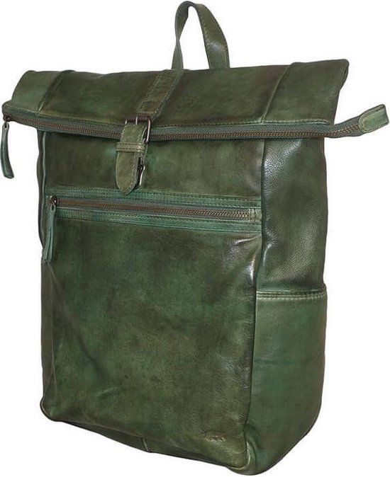 Bear Design Pergola Leren Laptop Rolltop Rugtas - 13 inch - Groen