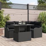 vidaXL Buiten Eettafel Set 5-st Zwart Poly-rattan
