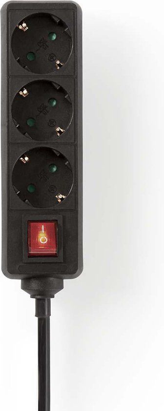 Nedis Stekkerdoos - 3-voudig - 1.5m - Zwart