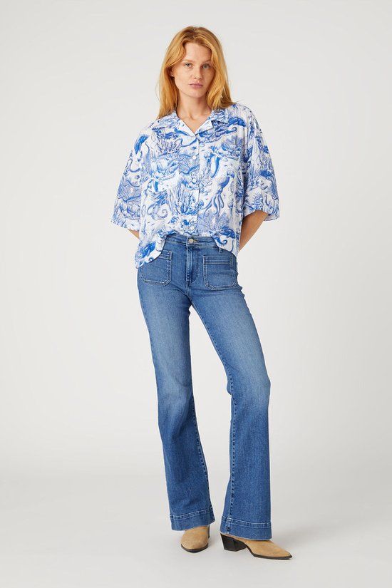 Wrangler Flare Dames Flared Fit Jeans Blauw - W27 X L34