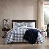 Eddie Bauer Kingsize Dekbedovertrekset, Katoenen Beddengoedset met Bijpassende Sham(s), Casual Thuis D Cor (Basic Plaid Navy, King)