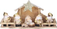House of Seasons Kerststal voor kinderen - met verlichting - 30 x 10 x 15 cm - hout/polystone