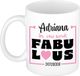 Bellatio Decorations Naam mok Adriana - wit - Fabulous - keramiek - 300 ml - cadeau collega beker - cadeau