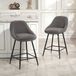 MODENUIT Tabouret de bar 65 cm - Set de 2 pivotant avec dossier et accoudoirs - Cuisine - Tissu côtelé gris