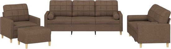 vidaXL 4-delige Loungeset met kussens stof bruin