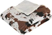 Atmosphera Fleece deken/fleeceplaid - wit/bruin - koeienprint - 130 x 160 cm - polyester