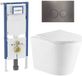 Geberit QeramiQ Dely Toiletset - 36.3x51.7cm - diepspoel - rimless - Geberit UP720 inbouwreservoir - softclose toiletzitting - gunmetal bedieningsplaat - ronde knoppen - met Burda frame - mat wit
