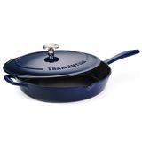 Tramontina Bestow 31700208 geëmailleerde gietijzeren koekenpan met deksel, 30 cm (3,25l), blauw, voor inductie en alle kookplaten, ovenbestendig tot 230 °C