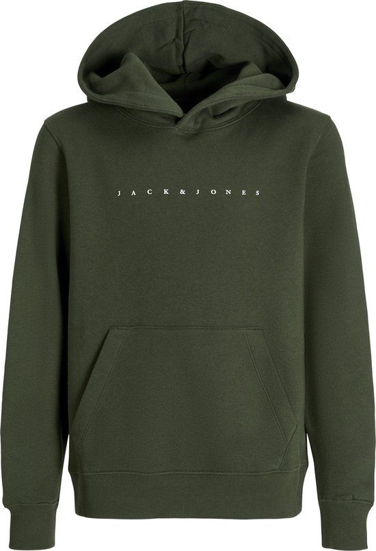 JACK&JONES JJESTAR JJ SWEAT HOOD NOOS JNR Jongens Sweater 176 Polyester Katoen Legergroen