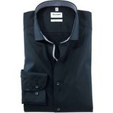 Olymp chemise bleu foncé uni manche longue coton biologique stretch homme taille 46