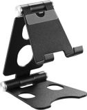 ACROPAQ Telefoonhouder bureau – Verstelbare telefoonstandaard met opbergtas – Aluminium houder voor smartphone & tablet – Zilvergrijs