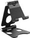 ACROPAQ Telefoonhouder bureau – Verstelbare telefoonstandaard met opbergtas – Aluminium houder voor smartphone & tablet – Zilvergrijs