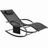 Outbee Ligstoel - Schommelstoel Buiten - Loungestoel Tuin - Loungestoel Buiten - Schommel Tuinstoel - Inclusief opbergvak - Zwart