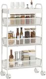 Homcom Keukentrolley - Metaal - 43,2L x 19B x 80H cm - Wit